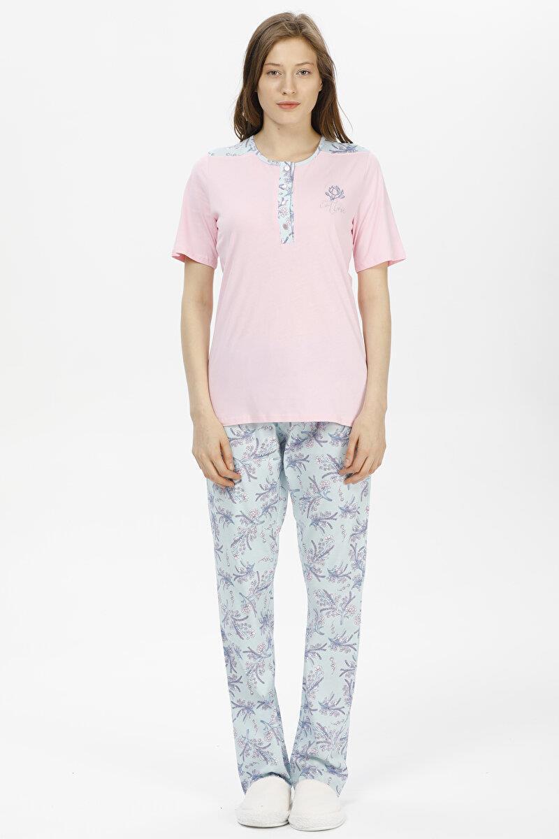 Pijadore 1214 Kadın Kısa Kollu Pijama Takımı - PEMBE