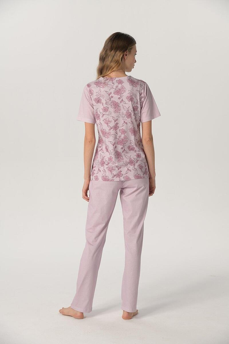Pijadore 1225 Kadın Klasik Kısa Kol Pijama Takımı - PEMBE