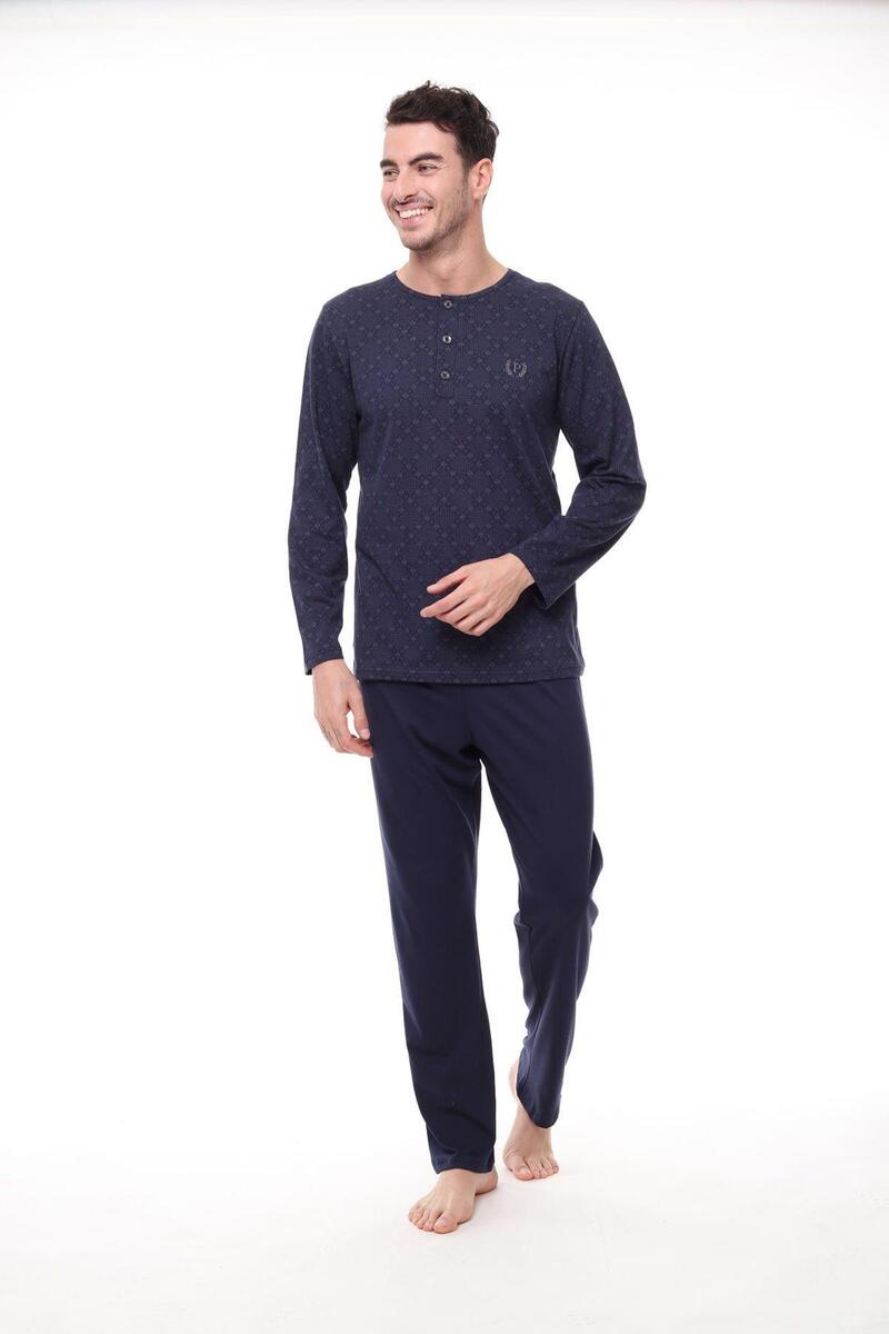 Pijadore 1410 Büyük Beden Erkek Uzun Kollu Pijama Takım - LACİVERT