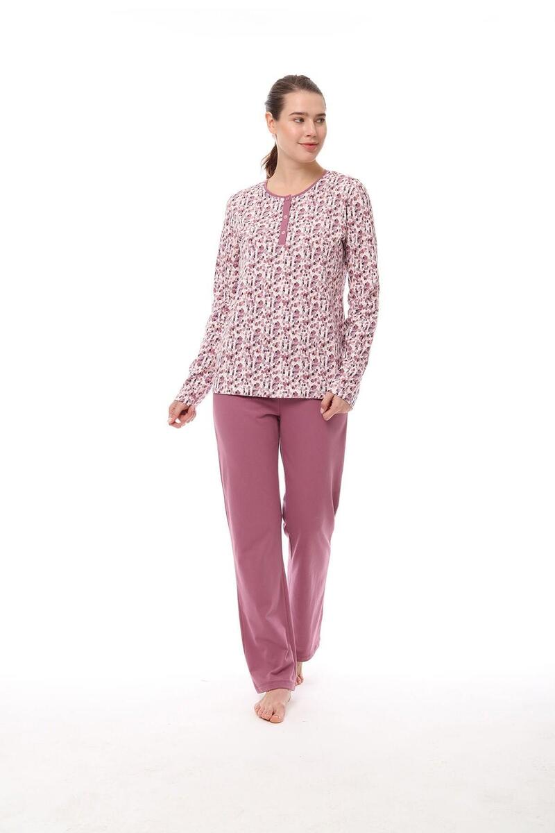 Pijadore 1547 Uzun Kollu Kadın Pijama Takım - LİLA