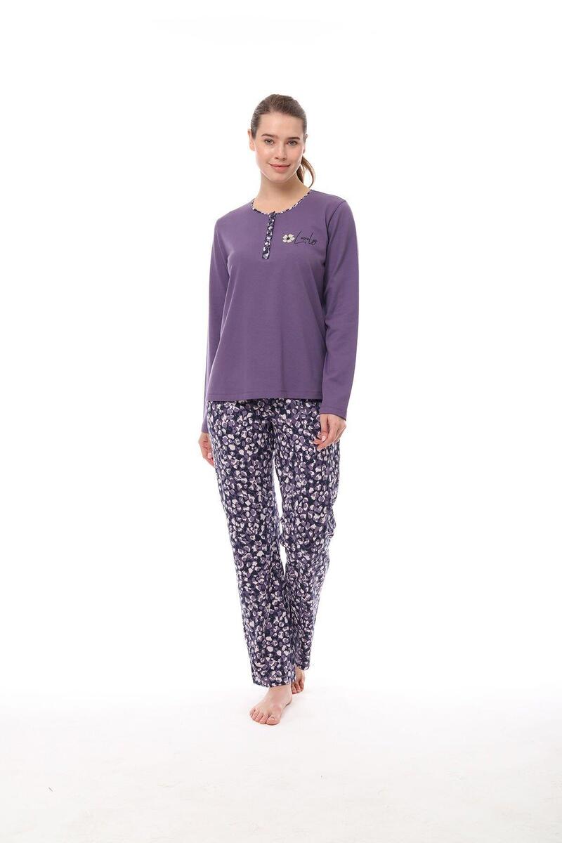Pijadore 1558 Büyük Beeden Kadın Uzun Kollu Pijama Takım - MOR
