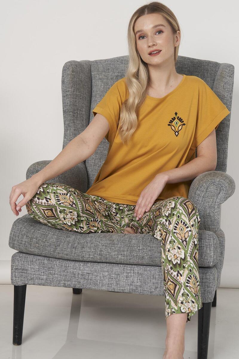 Pijadore 1636 Kadın Kısa Kollu Pijama Takımı - SARI