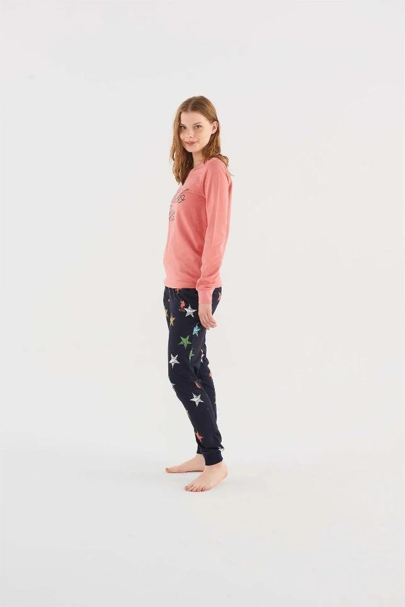 U.s Polo Assn 16821 Kadın Somon Yuvarlak Yaka Pijama Takım - SOMON