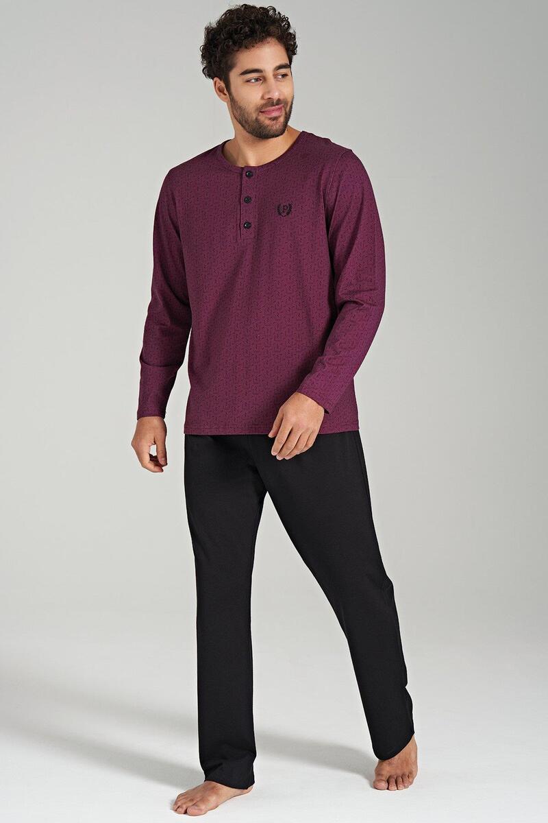 Pijadore 1687 Erkek Uzun Kollu Pijama Takımı - BORDO
