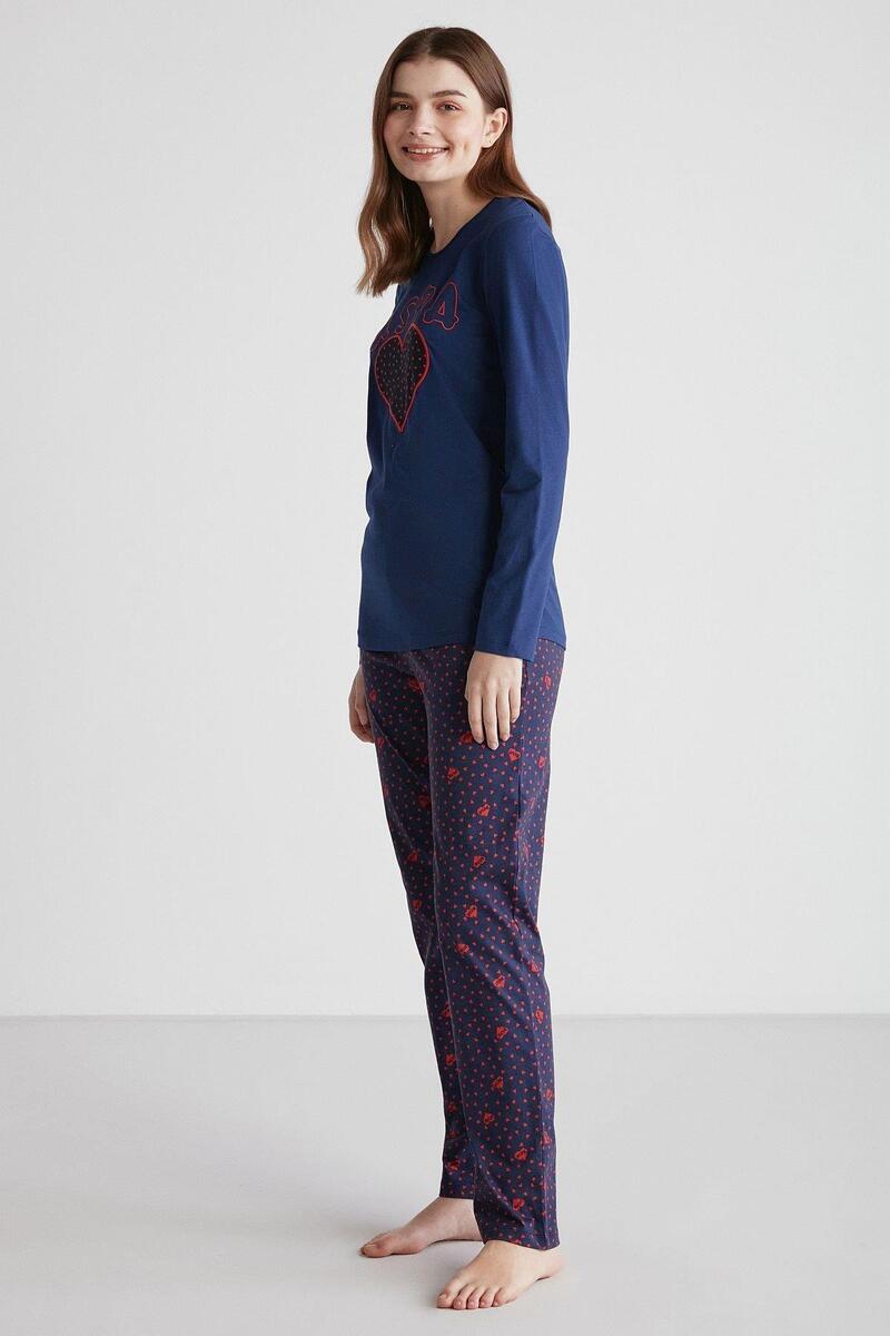 U.S. Polo Assn. 16967 Kadın Yuvarlak Yaka Pijama Takımı - LACİVERT