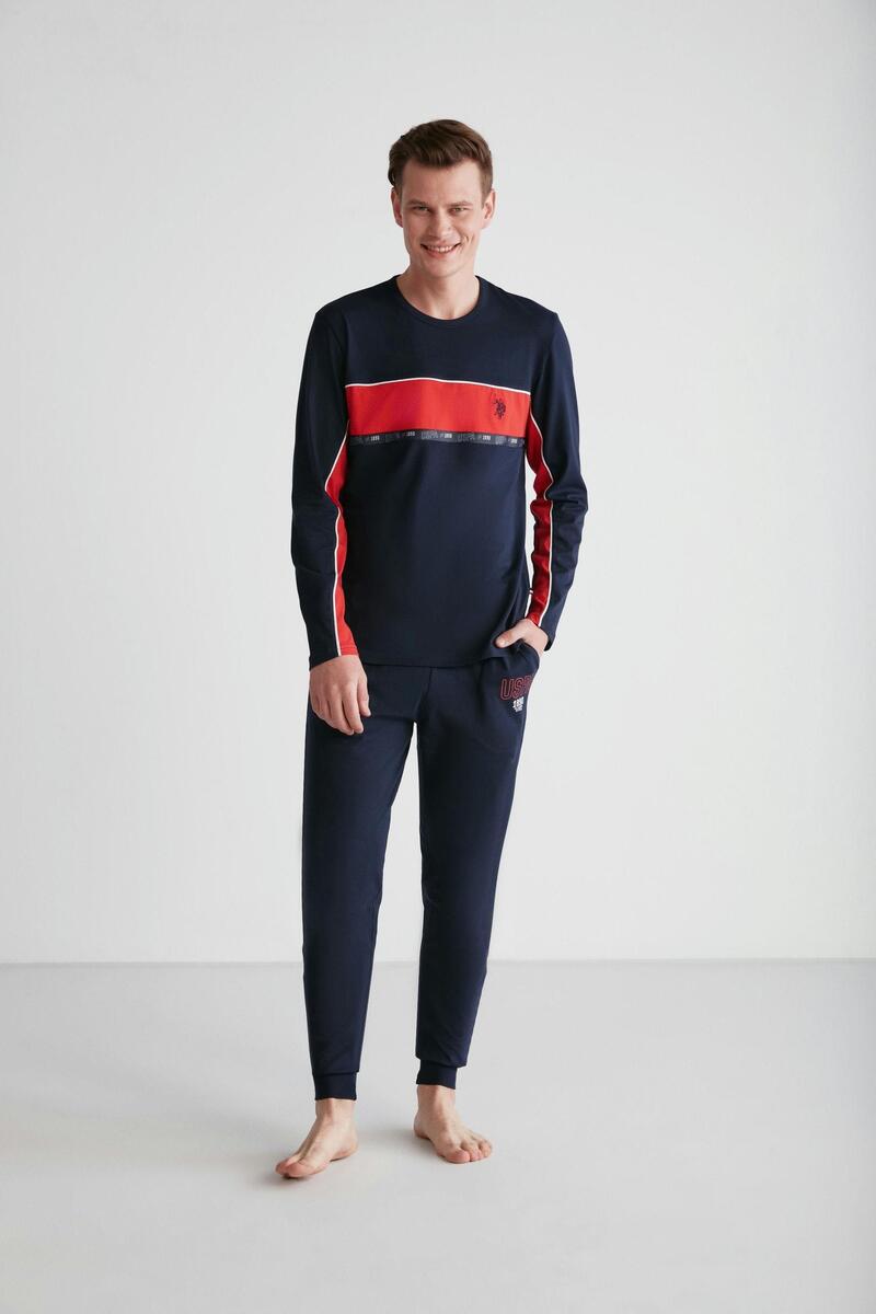 U.S. Polo Assn. 18725 Erkek Yuvarlak Yaka Pijama Takım - LACİVERT