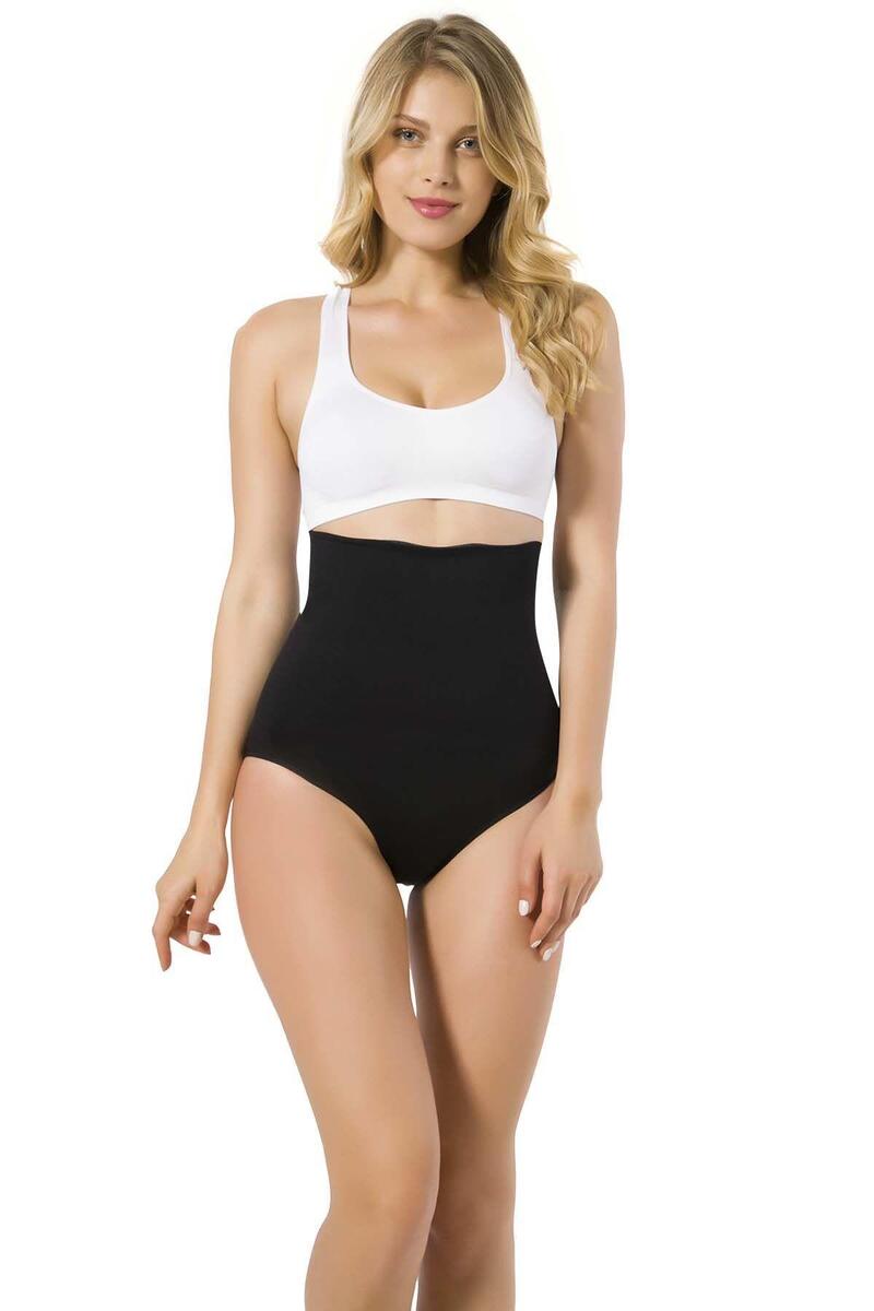 M,I Kadın Seamless Yüksek Bel Double Slip Korse - SİYAH