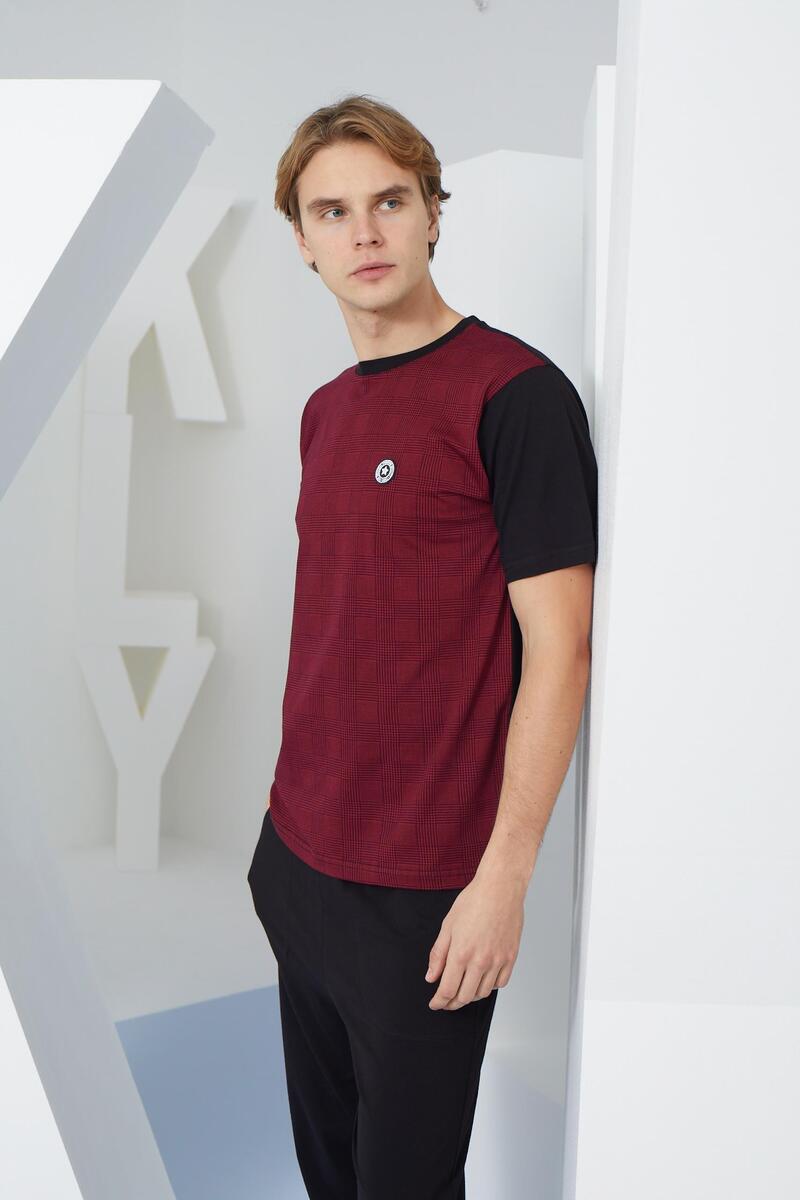 Kly 2117 Erkek Kısa Kollu 0 Yaka Pijama Takım - BORDO