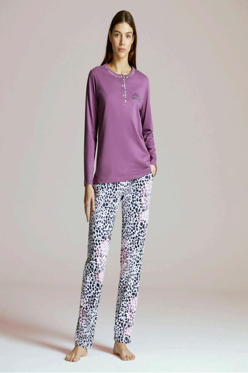 Pijapia 2224 Kadın Zebralı Uzun Kollu Pijama Takımı - MÜRDÜM