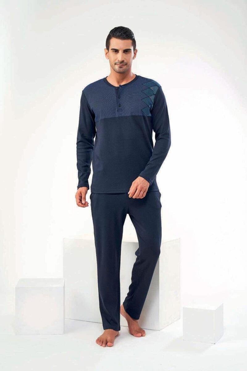 Pjs 22601 Erkek Uzun Kol Pijama Takımı - LACİVERT