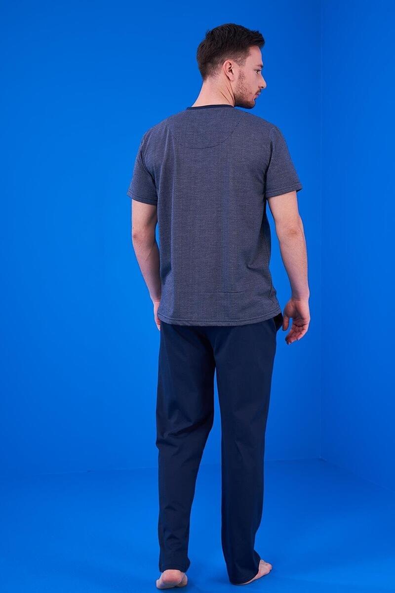 PJS 23323 Erkek Ropdöşambır + Pijama Takım + Şort Takım 5'li Pijama Takım - LACİVERT