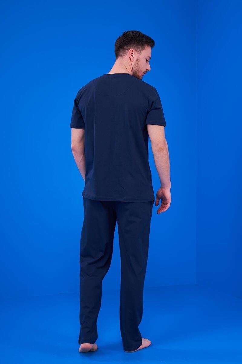 Pjs 23325 Erkek Patlı Şortlu Pijama Takım 3'Lü - LACİVERT