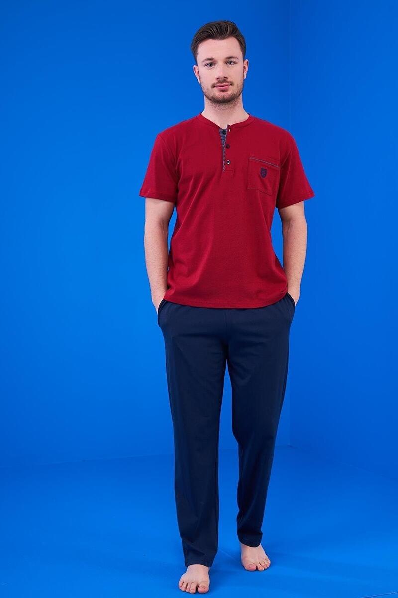 Pjs 23325 Erkek Patlı Şortlu Pijama Takım 3'Lü - BORDO