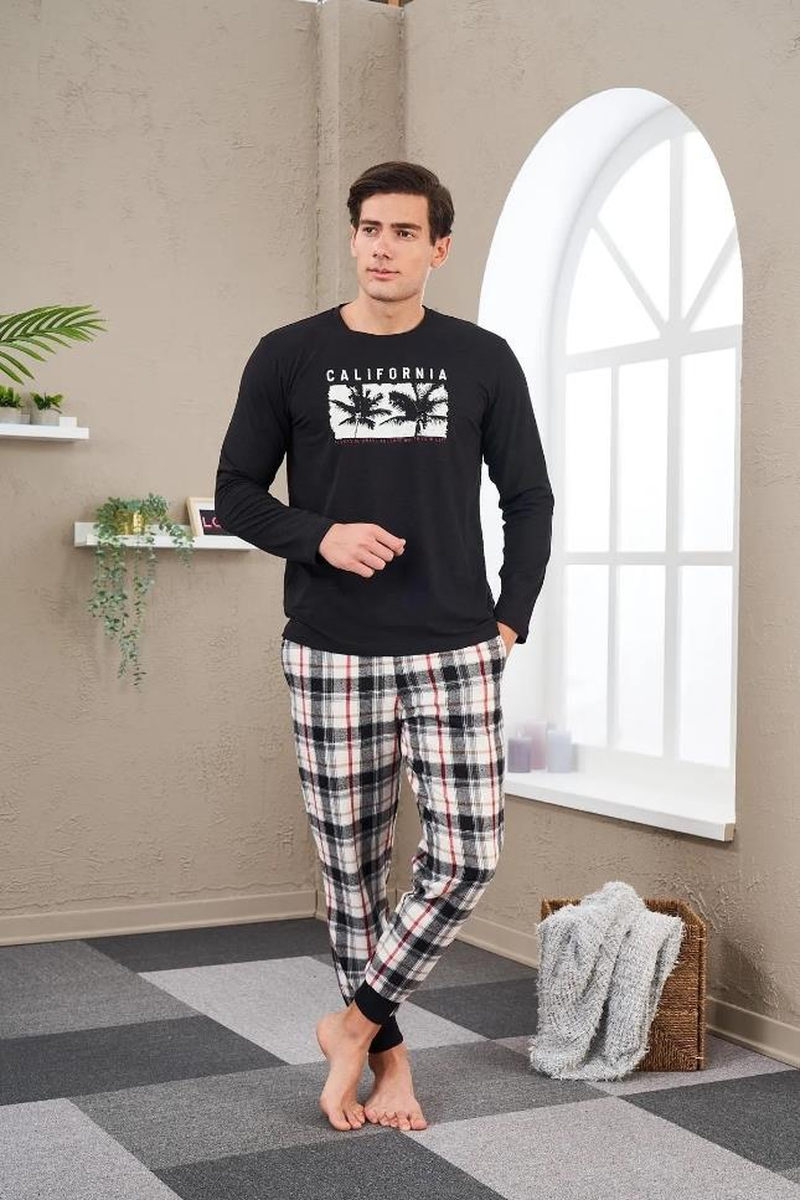 Pjs 23702 Erkek Baskılı Pijama Takım - SİYAH