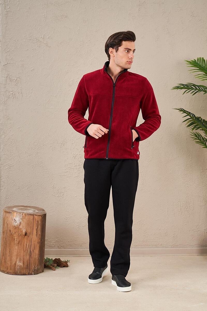 Pjs 23714 Erkek Fermuarlı Polar Eşofman Takım - BORDO