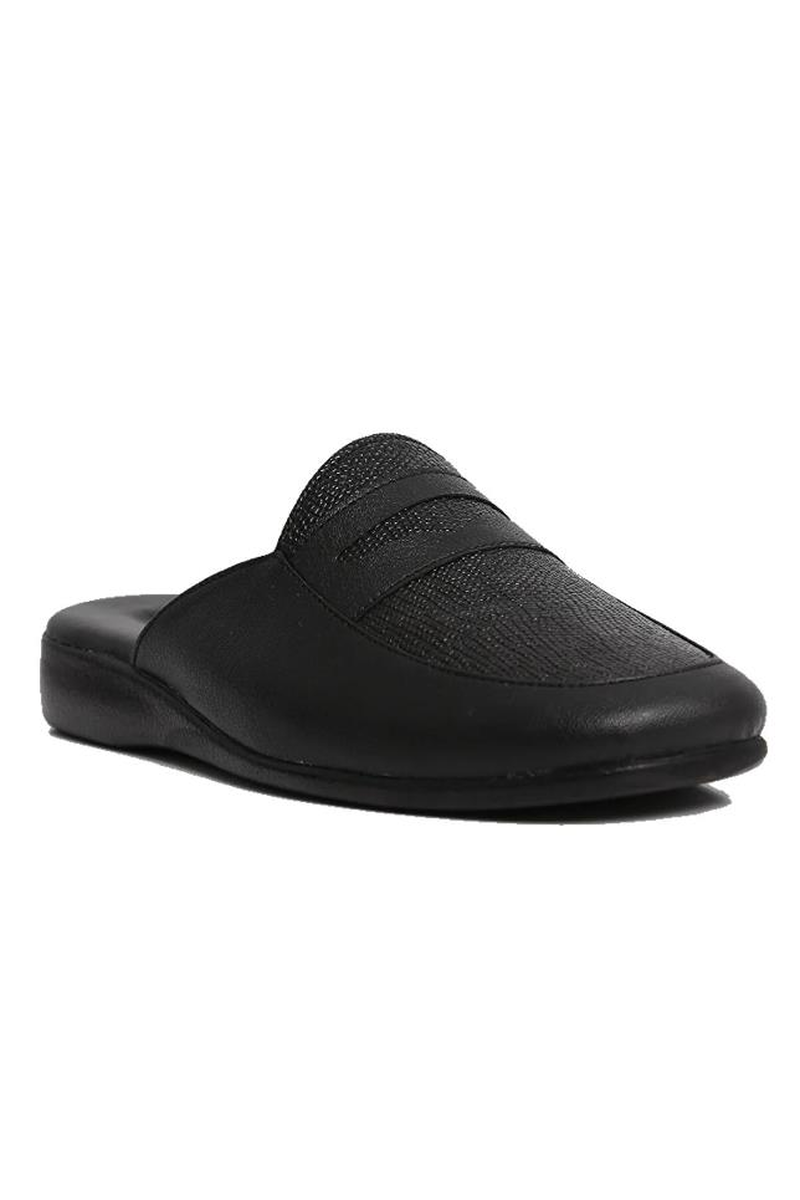 Pierre Cardin 288-2 Erkek Damat Çeyiz Kroko Siyah Deri Terlik - SİYAH