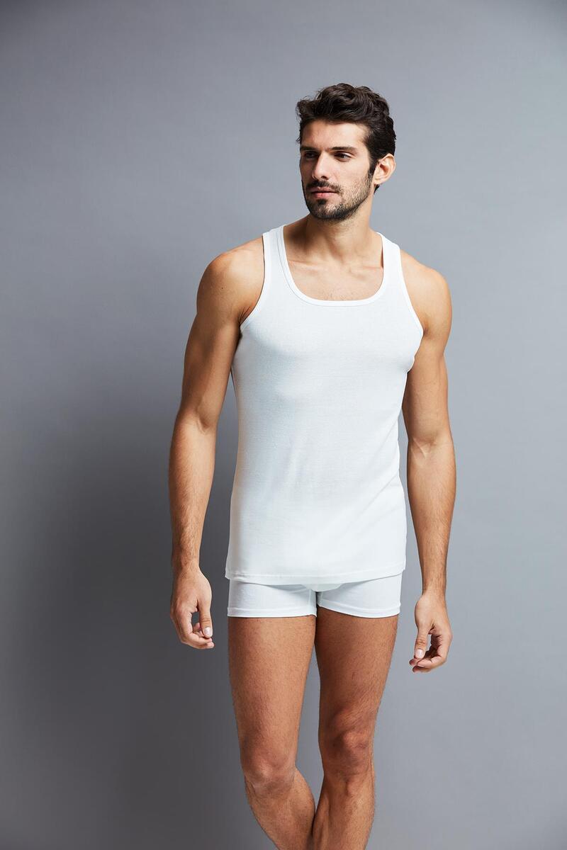 Penye Mood 3163 Erkek Arkası Çapraz Sporcu Atlet - BEYAZ