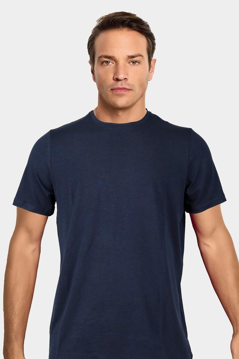 Jiber Erkek Bambu Terletmeyen Hafif Kumaş T-Shirt - LACİVERT