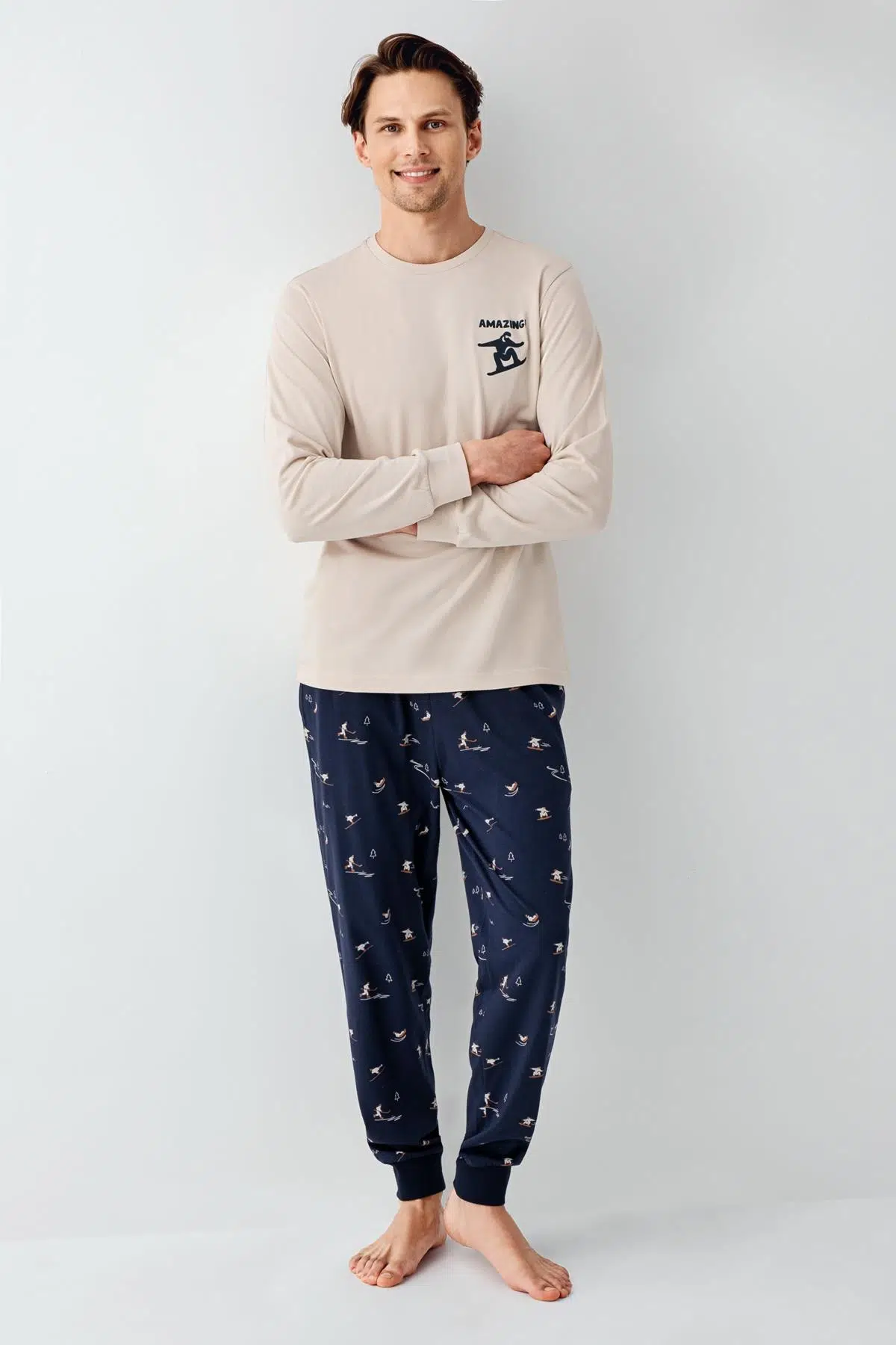 Arnetta Erkek Amazing %100 Pamuk 4 Mevsim Baba-Oğul Uzun Kollu Pijama Takım