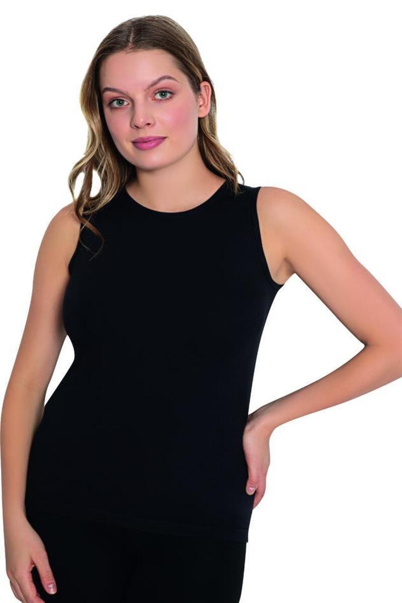 Lüx Drm 3740 Kadın Bambu Kolsuz Body Atlet - SİYAH