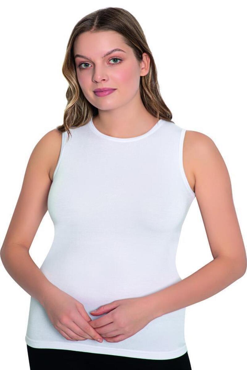 Lüx Drm 3740 Kadın Bambu Kolsuz Body Atlet - BEYAZ