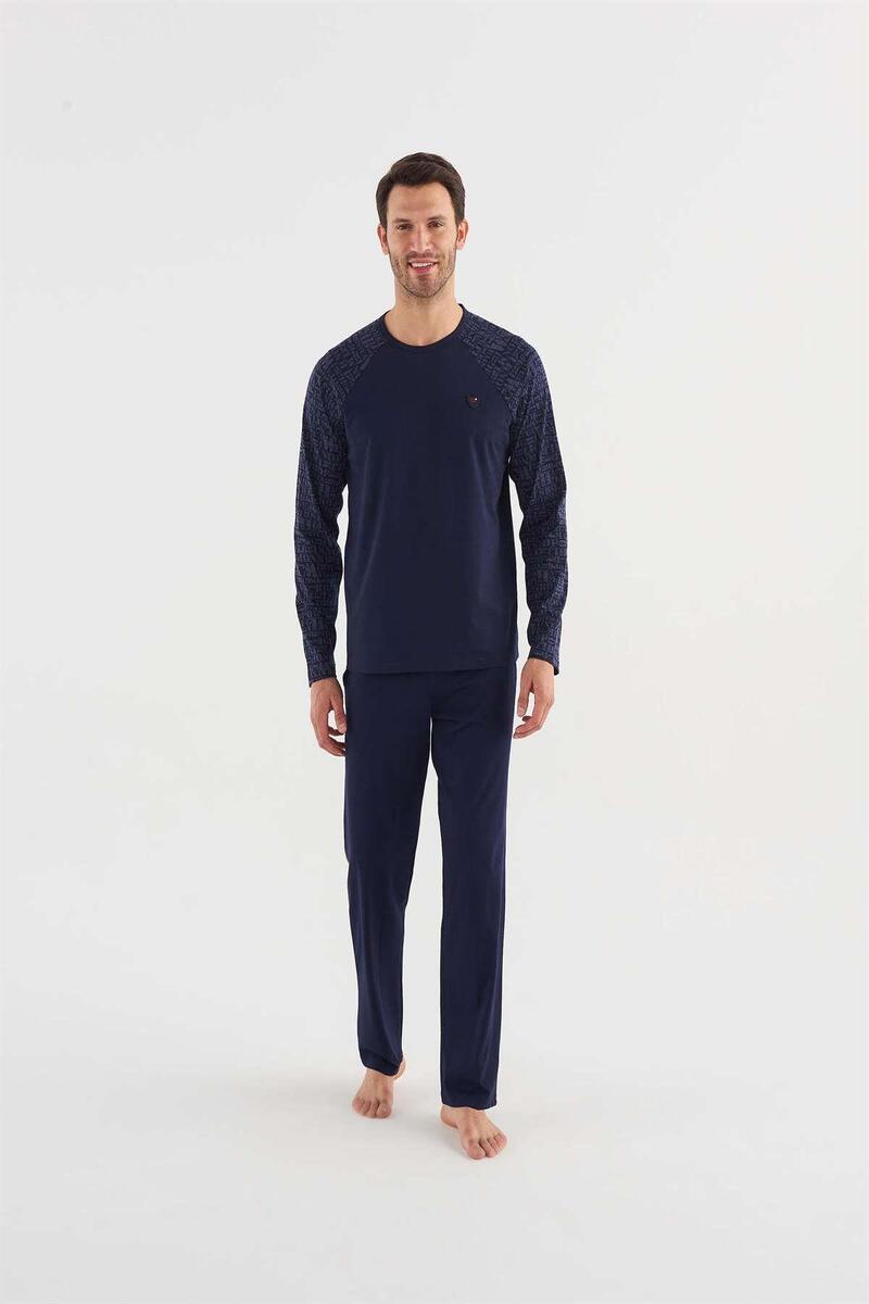 Mod Collection 3747 Erkek Yuvarlak Yaka Pijama Takım - LACİVERT