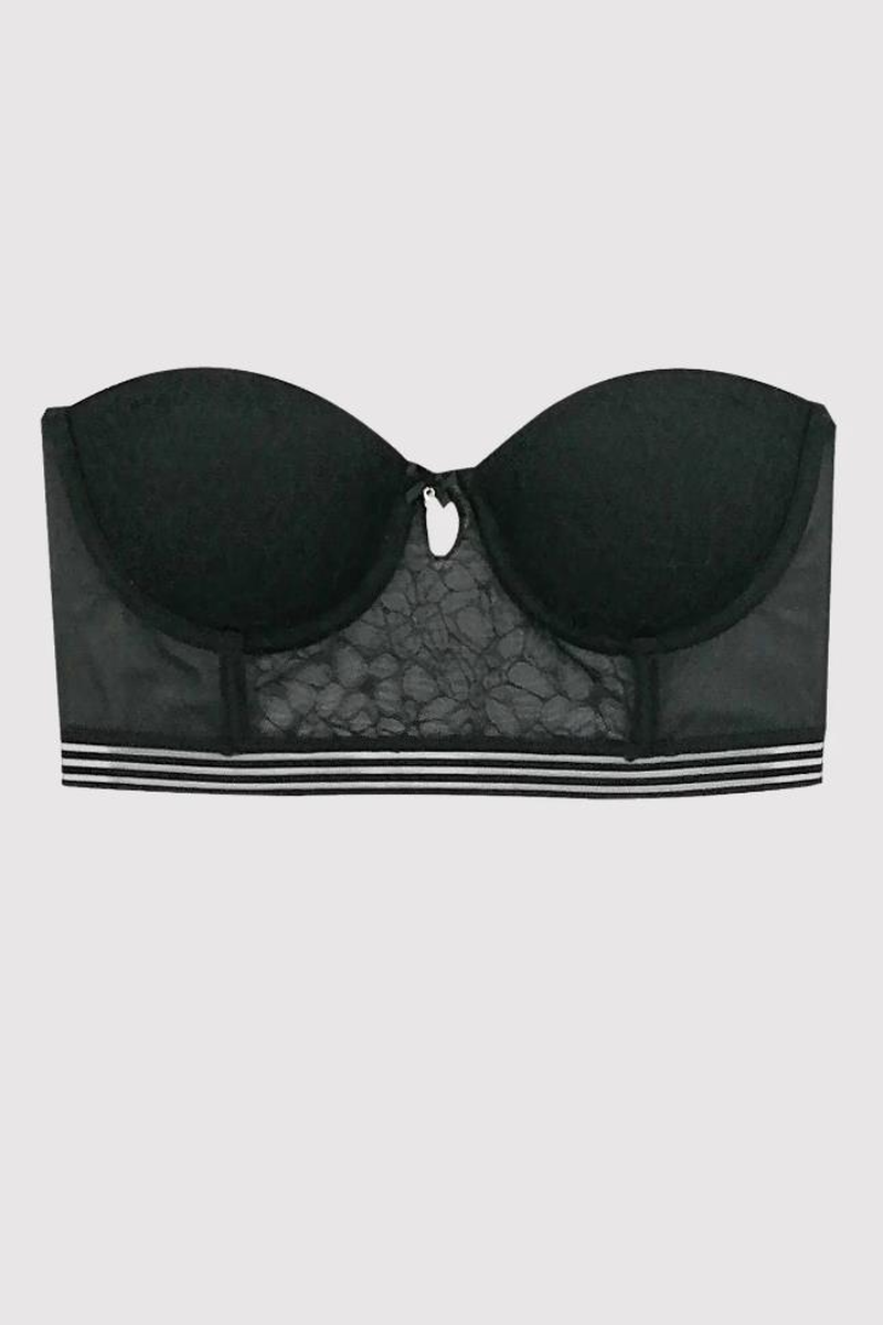 Pierre Cardin 4672 Cenova Balenli Soft Push Up Çiçek Desen Dantelli Büstiyer Takım - SİYAH