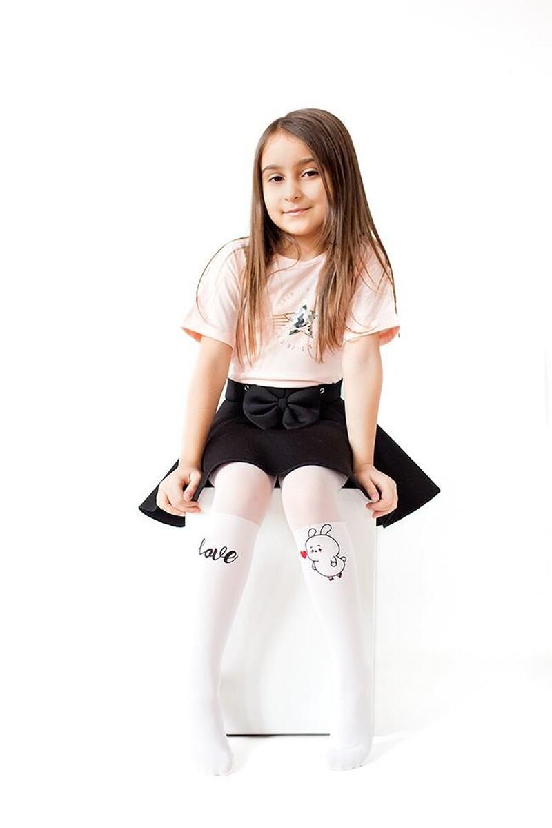 İtaliana 5166 Kız Çocuk Love Külotlu Çorap - BEYAZ