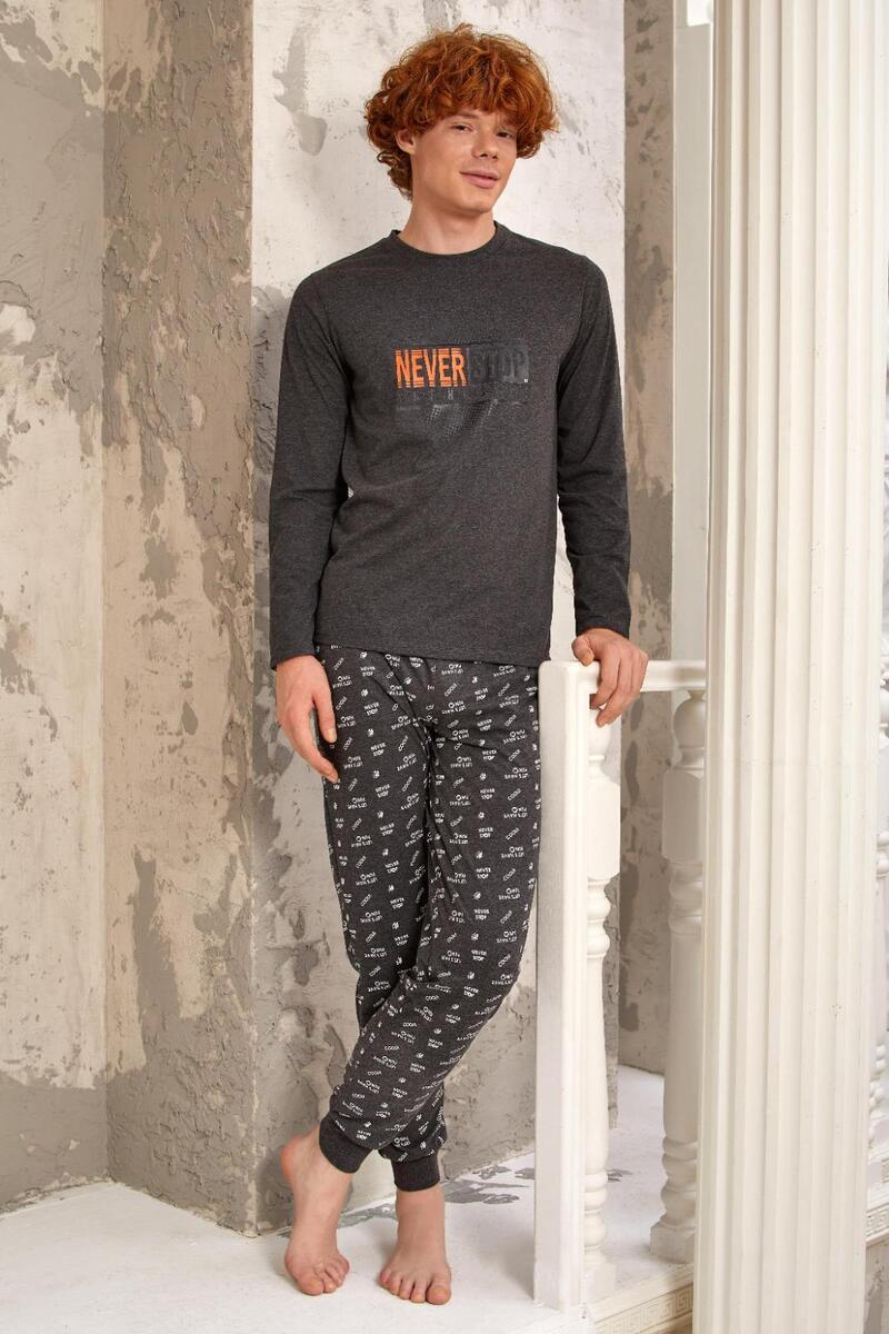 Gd Goldoremi 5324 Erkek Uzun Kollu Pijama Takımı - ANTRASİT