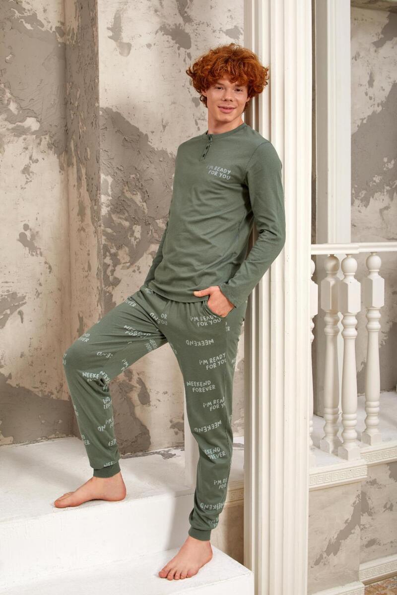 Gd Goldoremi 5355 Erkek Uzun Kollu Pijama Takımı - YEŞİL