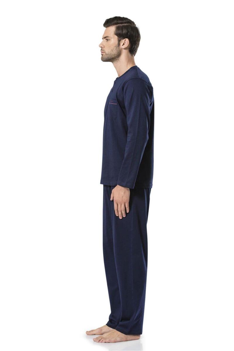 Pierre Cardin 5454 Erkek Uzunkollu Penye Pijama Takımı - LACİVERT