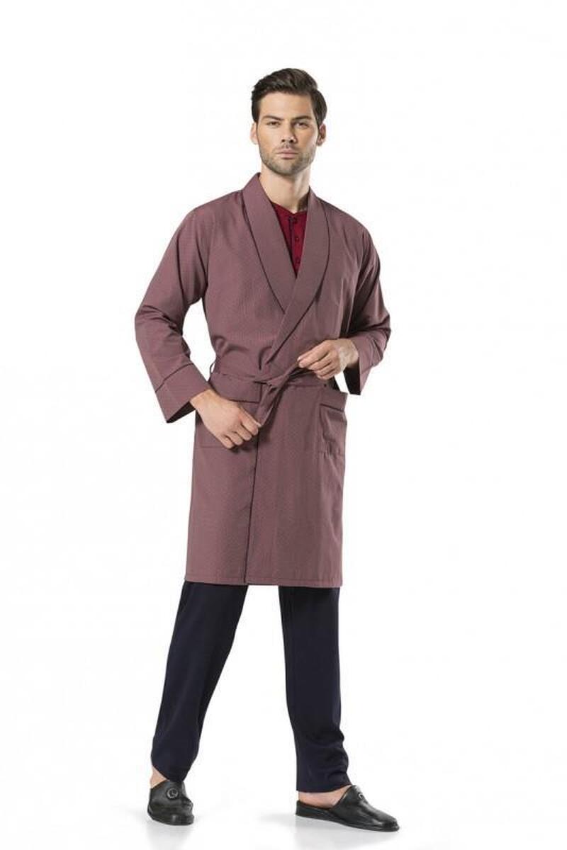 Pierre Cardin 5'li Robdöşambırlı Uzun & Kısa Kol Şortlu Uzun Pijama Takım Özel Kutulu Damat Çeyiz Seti - BORDO