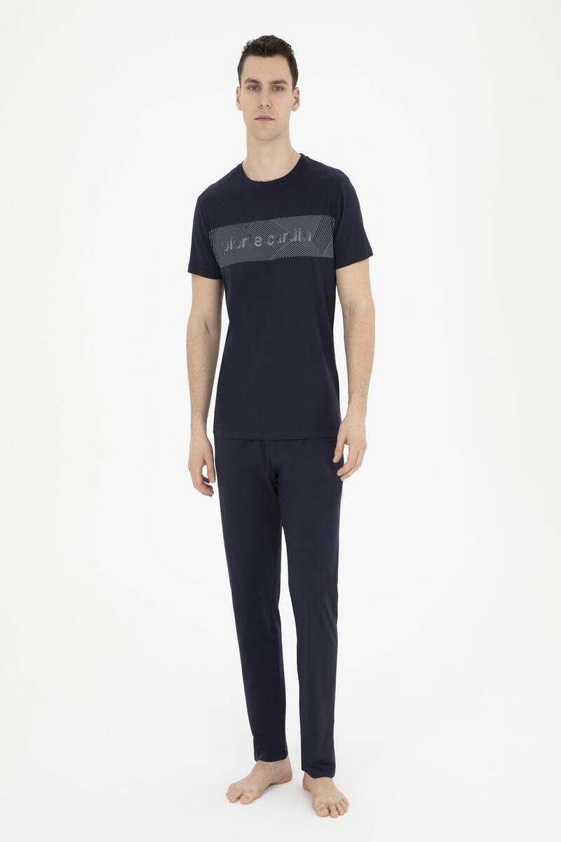 Pierre Cardin 6050 Erkek Kısa Kollu Penye Pijama Takımı - LACİVERT