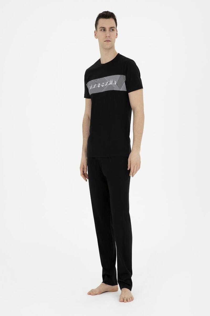Pierre Cardin 6050 Erkek Kısa Kollu Penye Pijama Takımı - SİYAH
