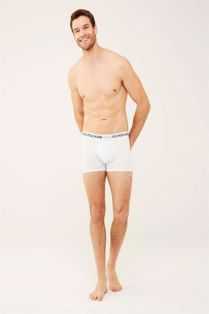 U.S. Polo Assn. 80451 Erkek Tekli Cepli Boxer - BEYAZ