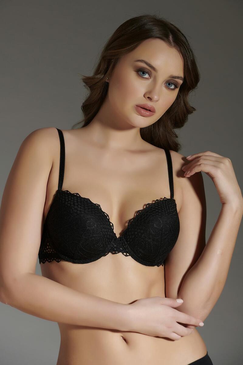 New Bra 8125 Kadın Dantelli Destekli Sütyen - SİYAH