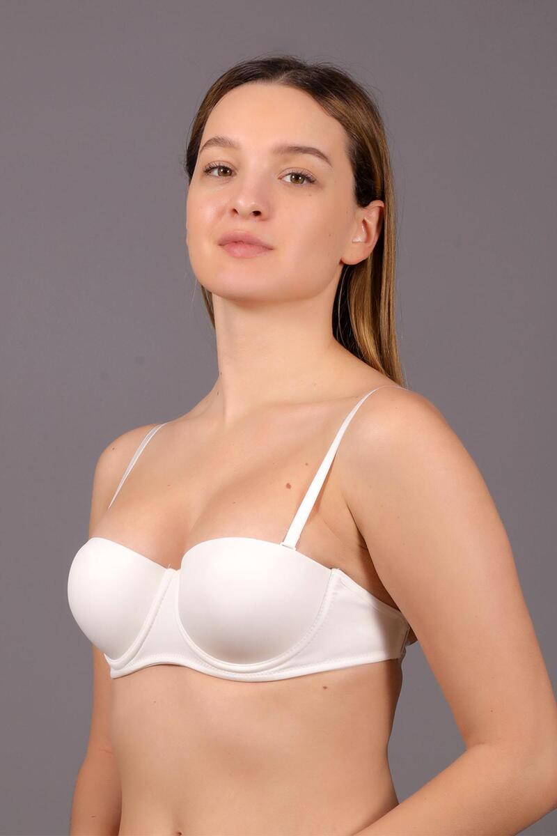 New Bra 8310 Kadın Sırtı Şeffaf Desteksiz Sütyen - EKRU