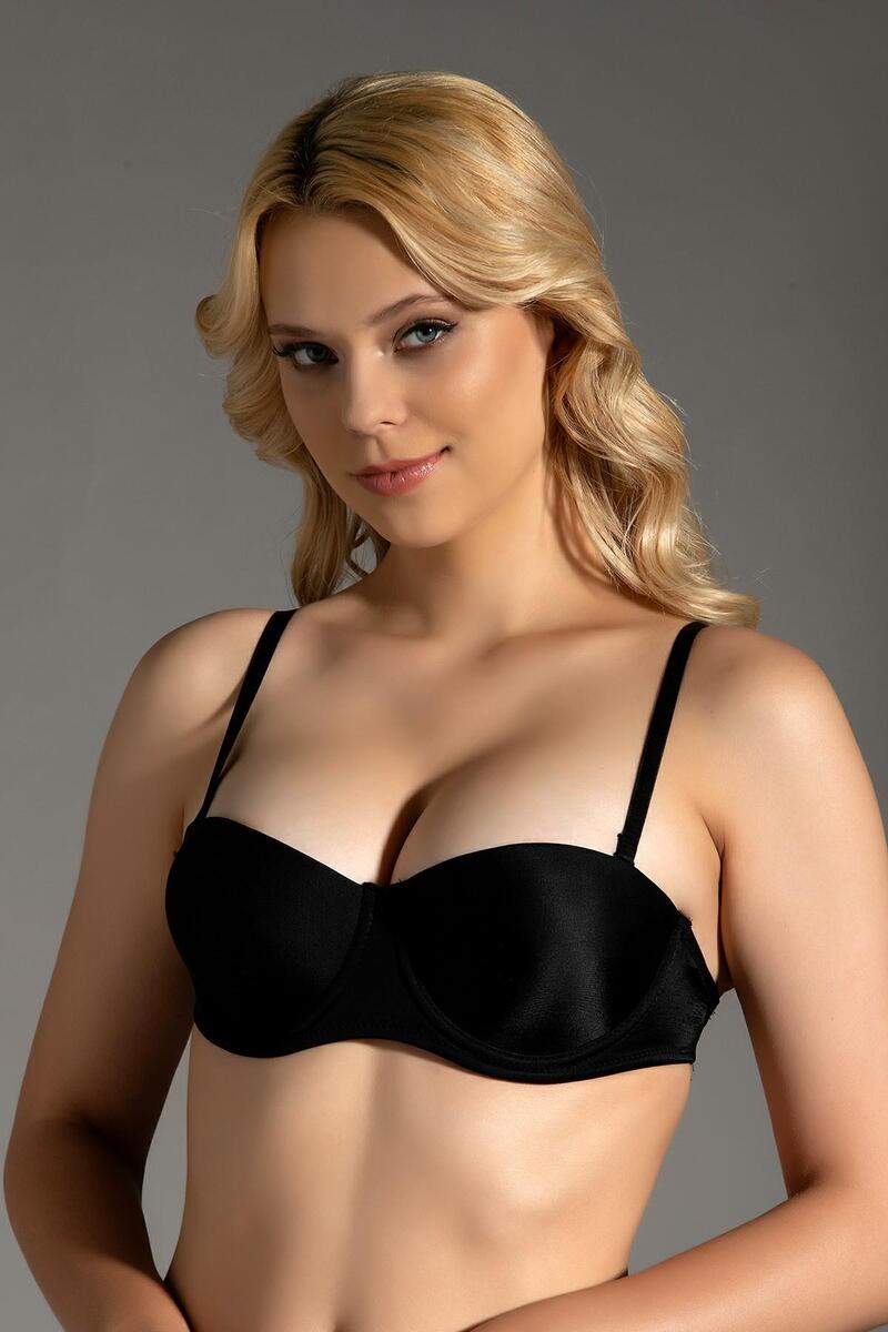 New Bra 8310 Kadın Sırtı Şeffaf Desteksiz Sütyen - SİYAH