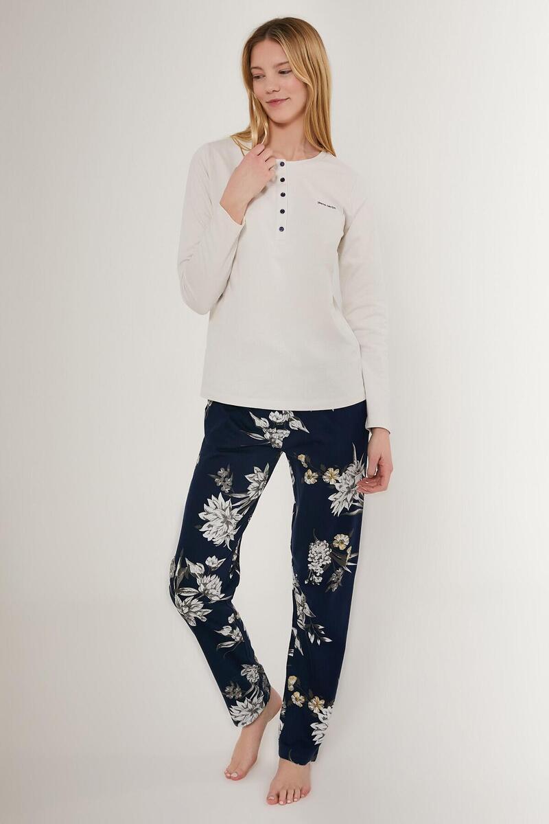 Pierre Cardin 8725 Flowering Kadın Uzun Kol Pijama Takım - TAŞ
