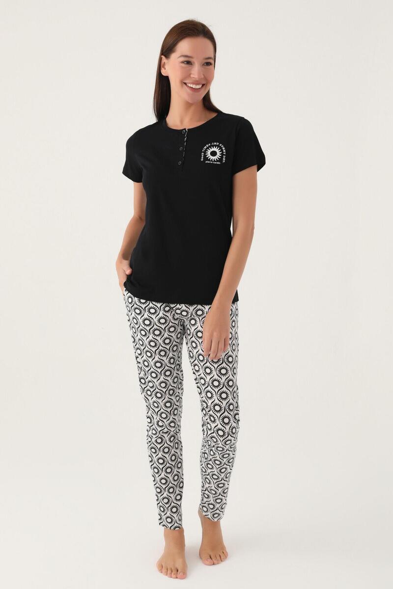 Pierre Cardin 8785 Good Kadın Kısa Kol Pijama Takımı - SİYAH