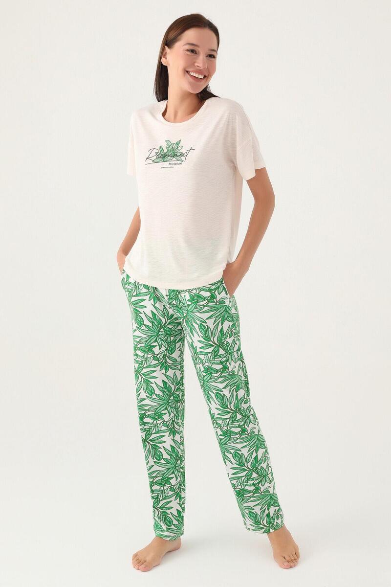 Pierre Cardin 8804 Nature Bej Kadın Kısa Kol Pijama Takımı - BEJ