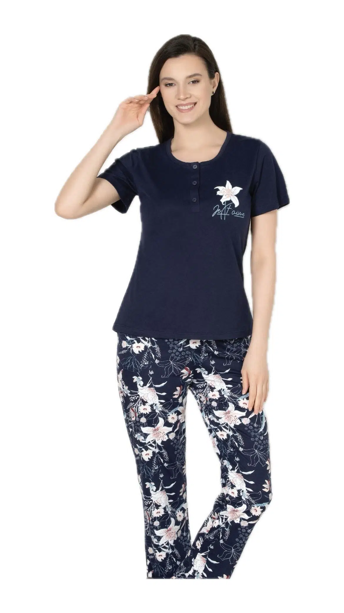 Alperi 78-62 Kadın Kısa Kol Pijama Takım - LACİVERT