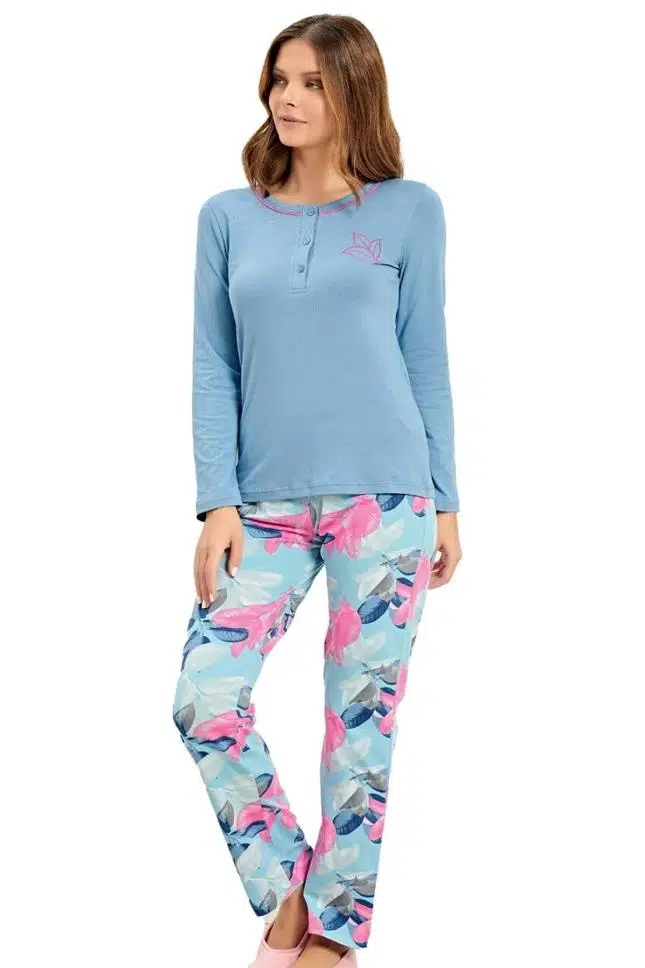 Alperi 79-466 Kadın Uzun Kol Pijama Takım - MAVİ