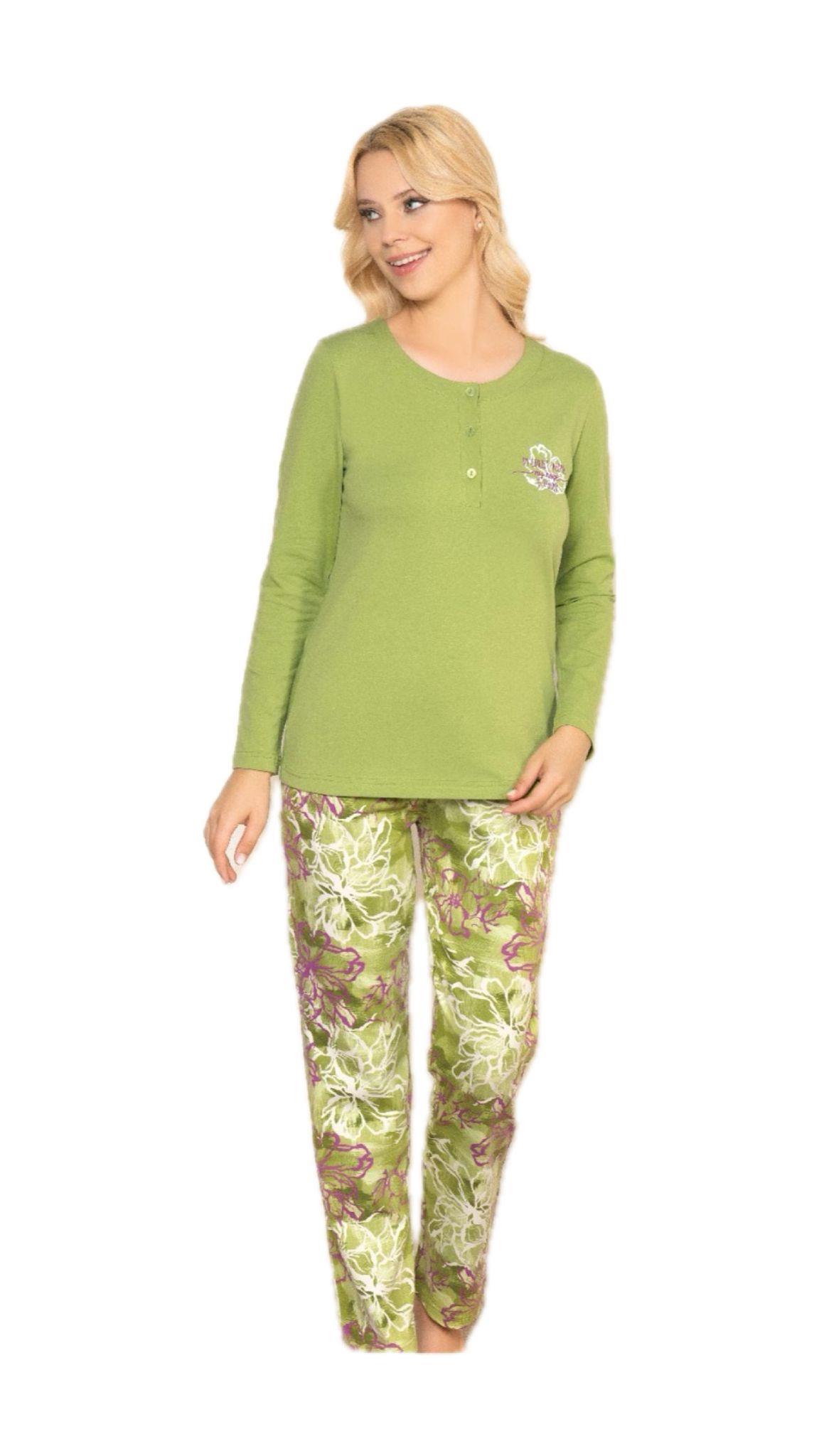 Alperi 79-60 Kadın Uzun Kol Pijama Takım - YEŞİL