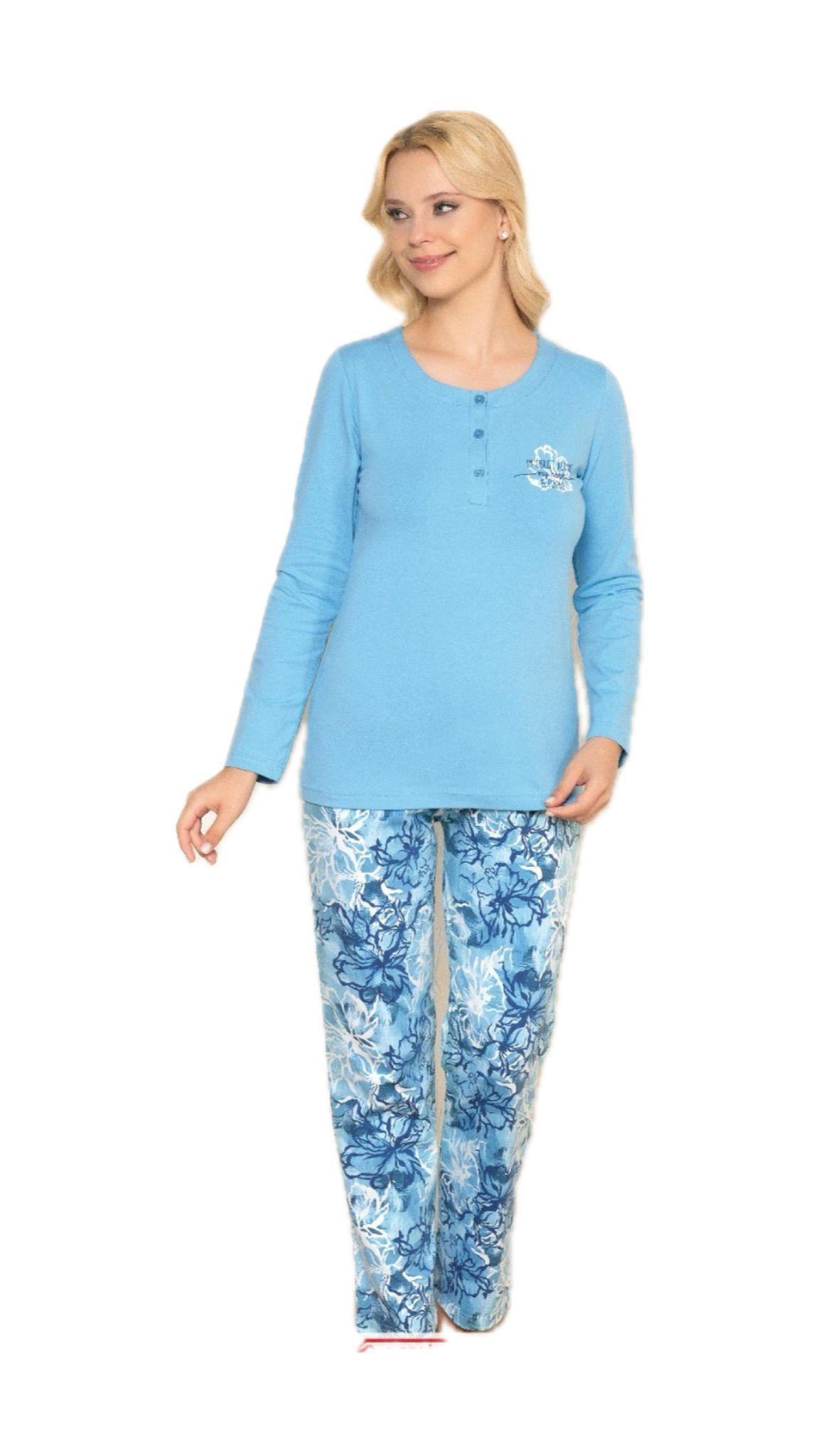 Alperi 79-60 Kadın Uzun Kol Pijama Takım - MAVİ