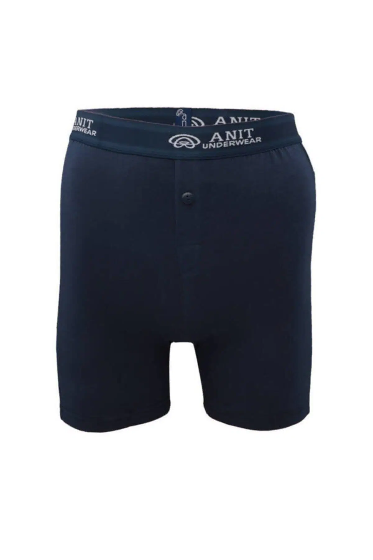 Anıt Erkek Likralı Pamuklu Düğmeli Uzun Boxer - LACİVERT