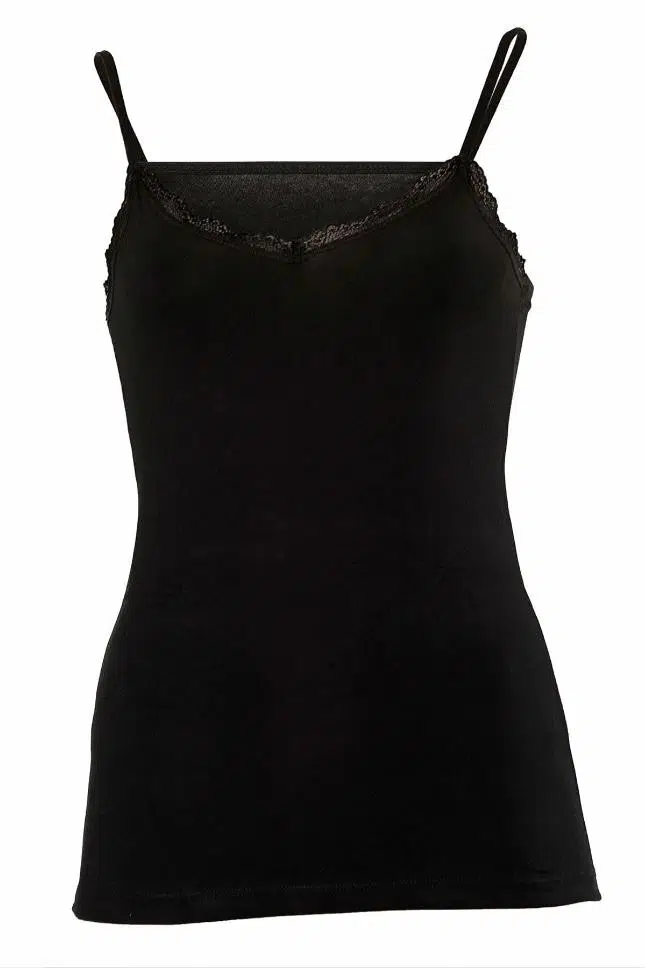 Anıt 2174 Kadın İp Askılı Dantelli Atlet - SİYAH