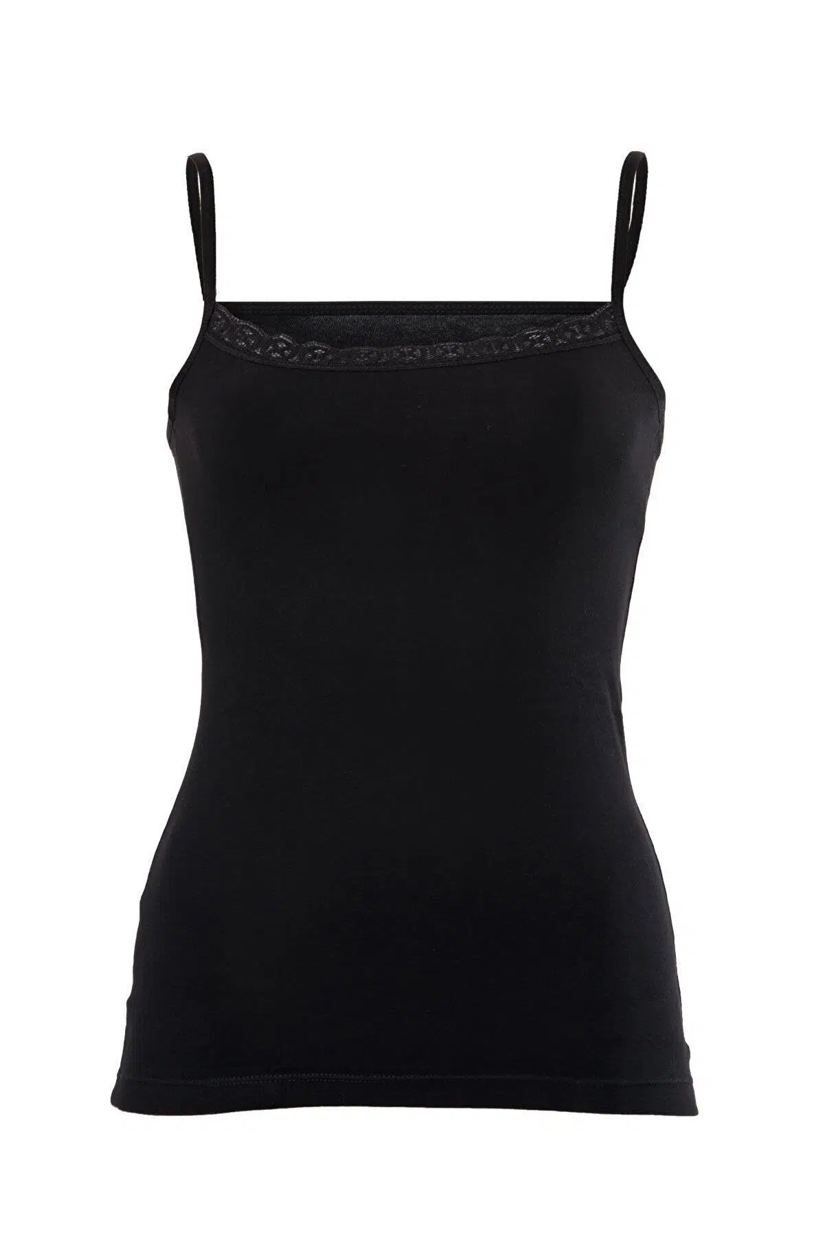 Anıt 2810 Dantelli Biyeli ip Askılı Atlet - SİYAH