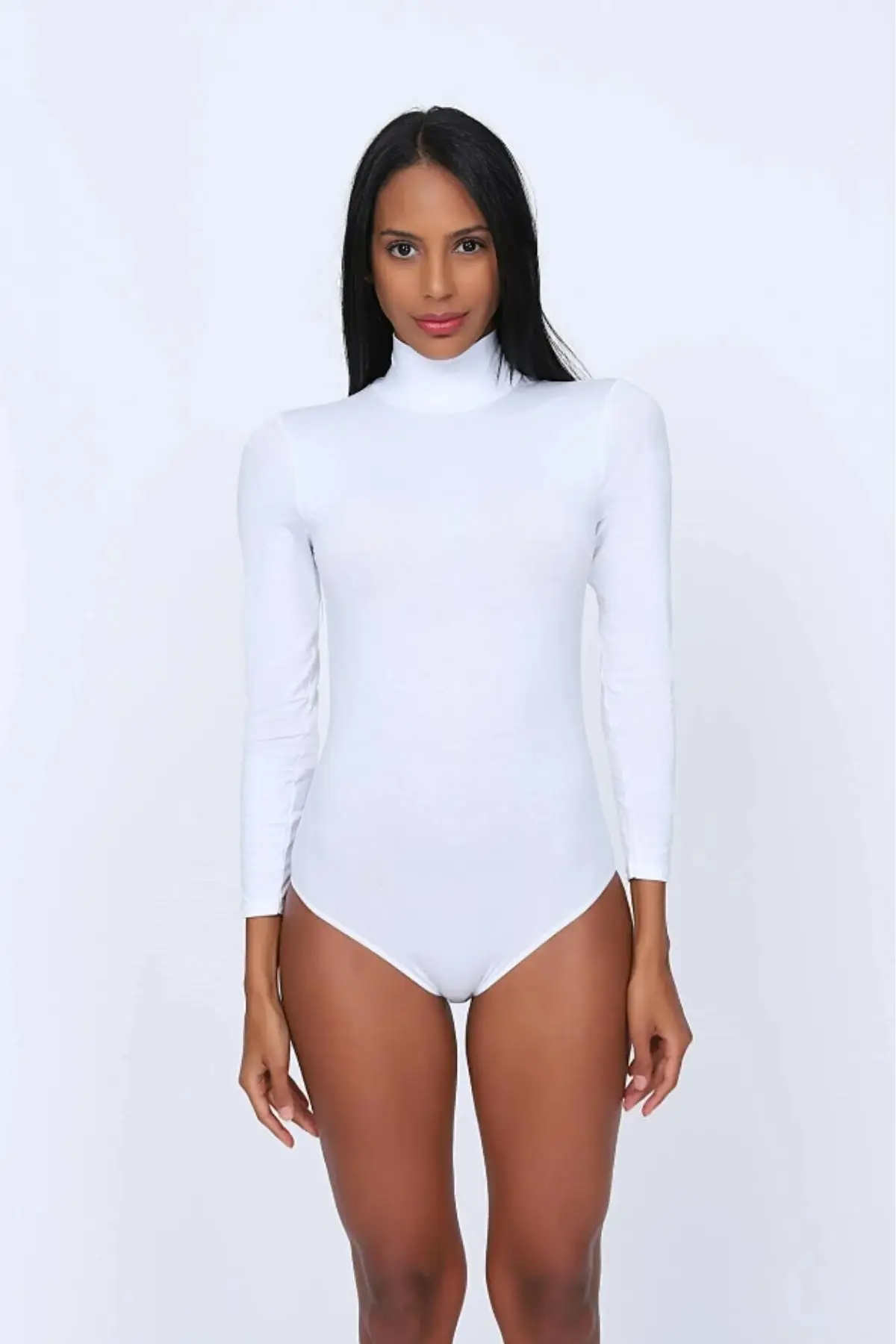 Goldoremi 4055 Kadın Pamuklu Uzun Kollu Balıkçı Yaka Bodysuit Atlet