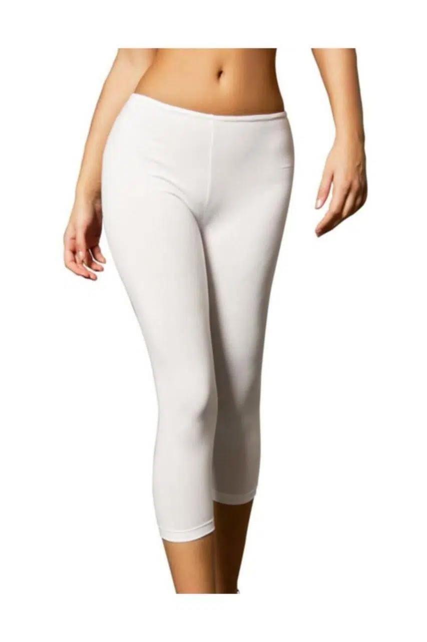 Anıt Kadın Pamuklu Dizaltı Tayt - BEYAZ